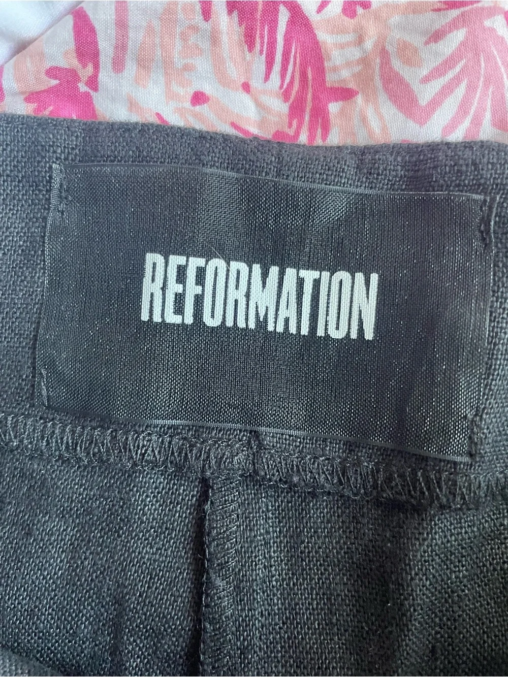 Reformation Candy Mini Skirt Black 100% Linen Button Front in Size 0